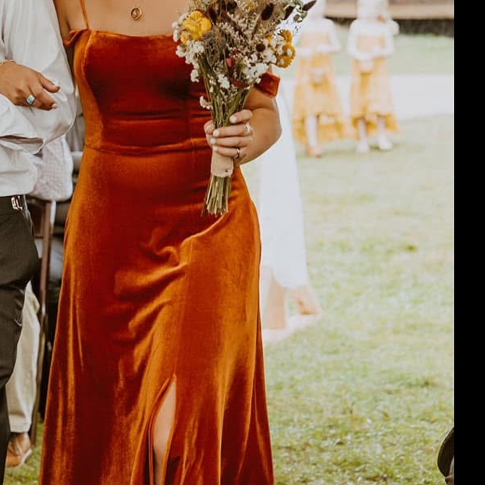 Elegant Velvet Rust Dress